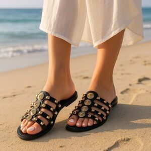 Cape Robbin Black Cage Sandals